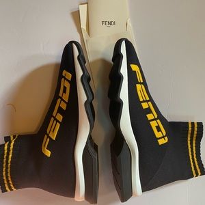 Brand New Never Worn Fendi Sock Sneakers Black/Gold Size 39